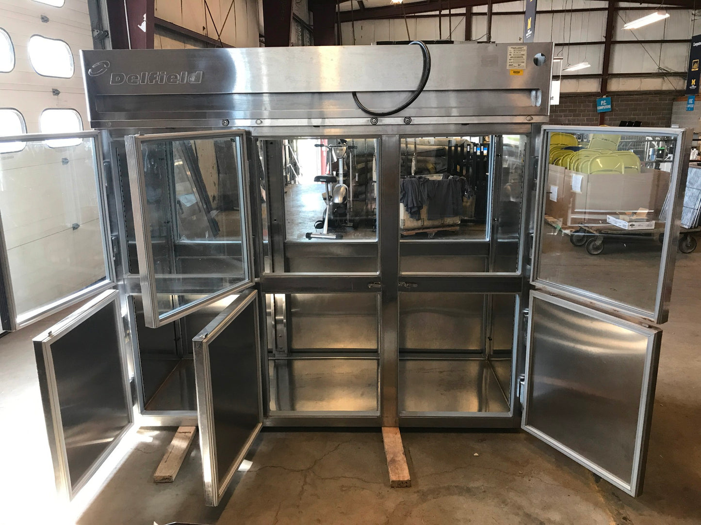 DELFIELD 3 TIER GLASS SPLIT DOOR PASS THROUGH REACH IN REFRIGERATOR FREESHIP