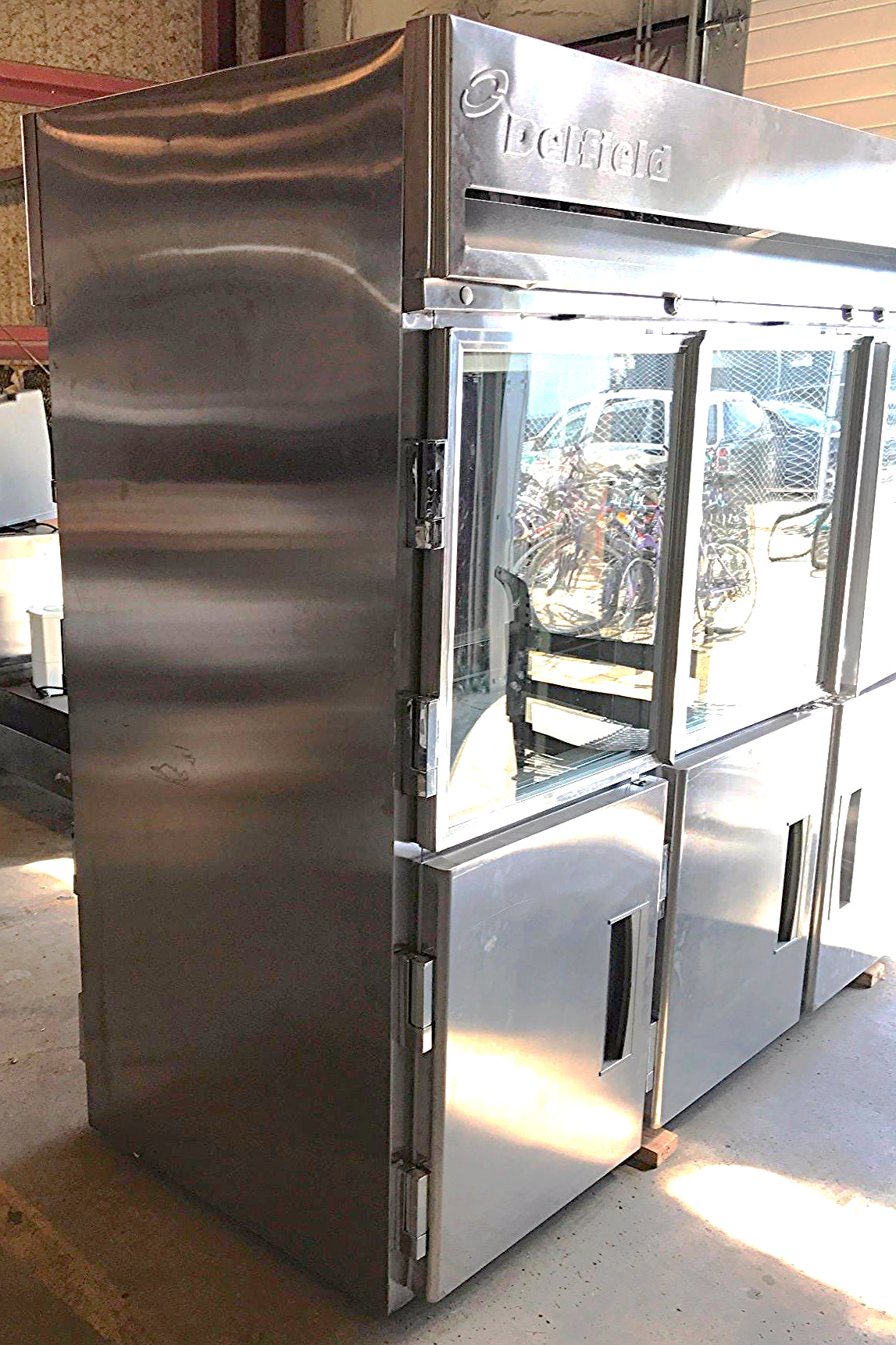 DELFIELD 3 TIER GLASS SPLIT DOOR PASS THROUGH REACH IN REFRIGERATOR FREESHIP