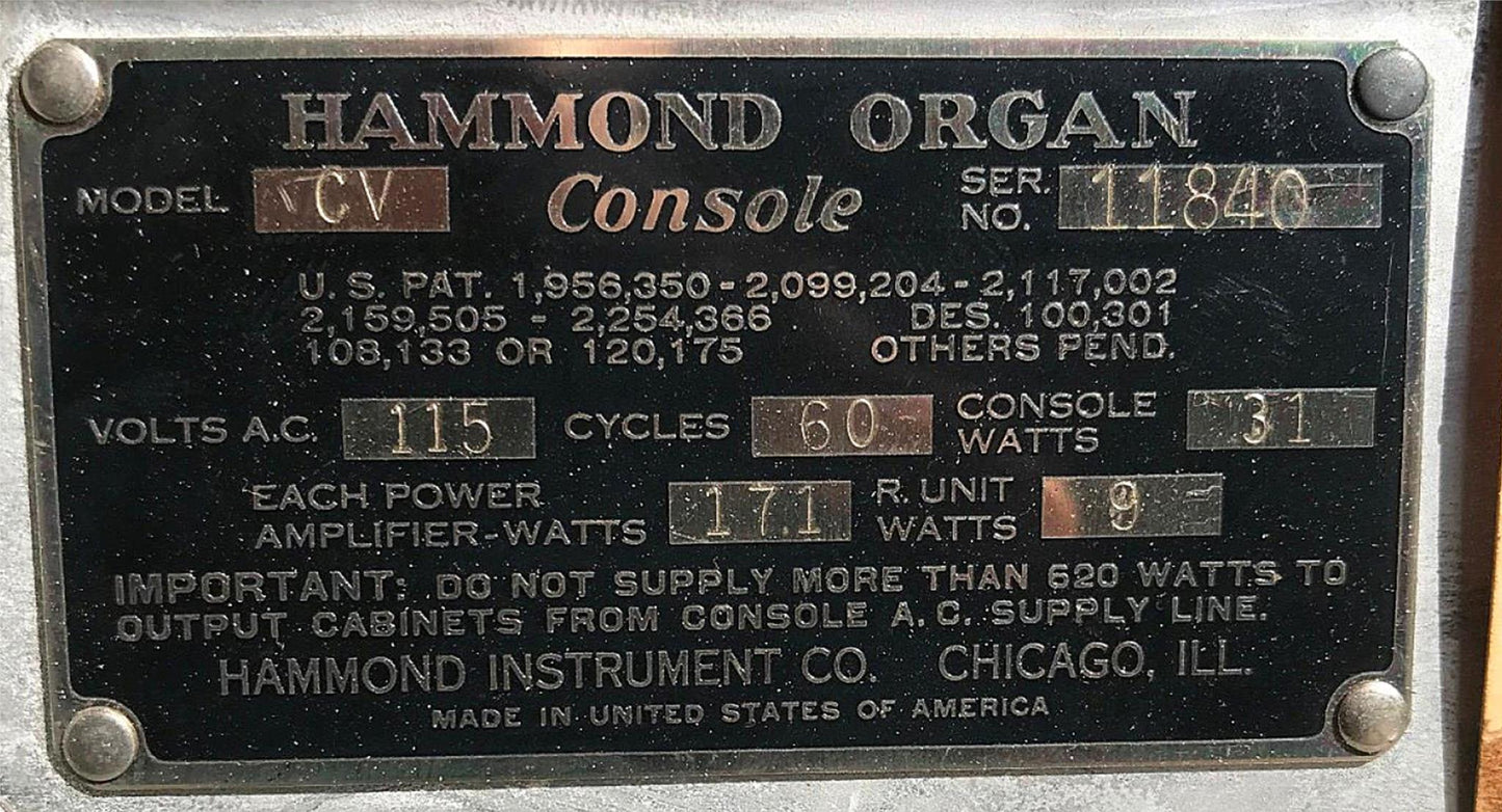 HAMMOND CV ORGAN & LESLIE 21-H ELECTRONICALLY REFURBISHED WATCH VIDEO FREE SHIP