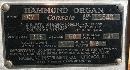 HAMMOND CV ORGAN & LESLIE 21-H ELECTRONICALLY REFURBISHED WATCH VIDEO FREE SHIP