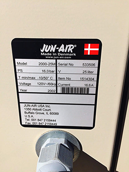 58HOURS JUN-AIR 2000-25M OIL LESS PISTON AIR COMPRESSOR CABINET WATCH VIDEO FREE