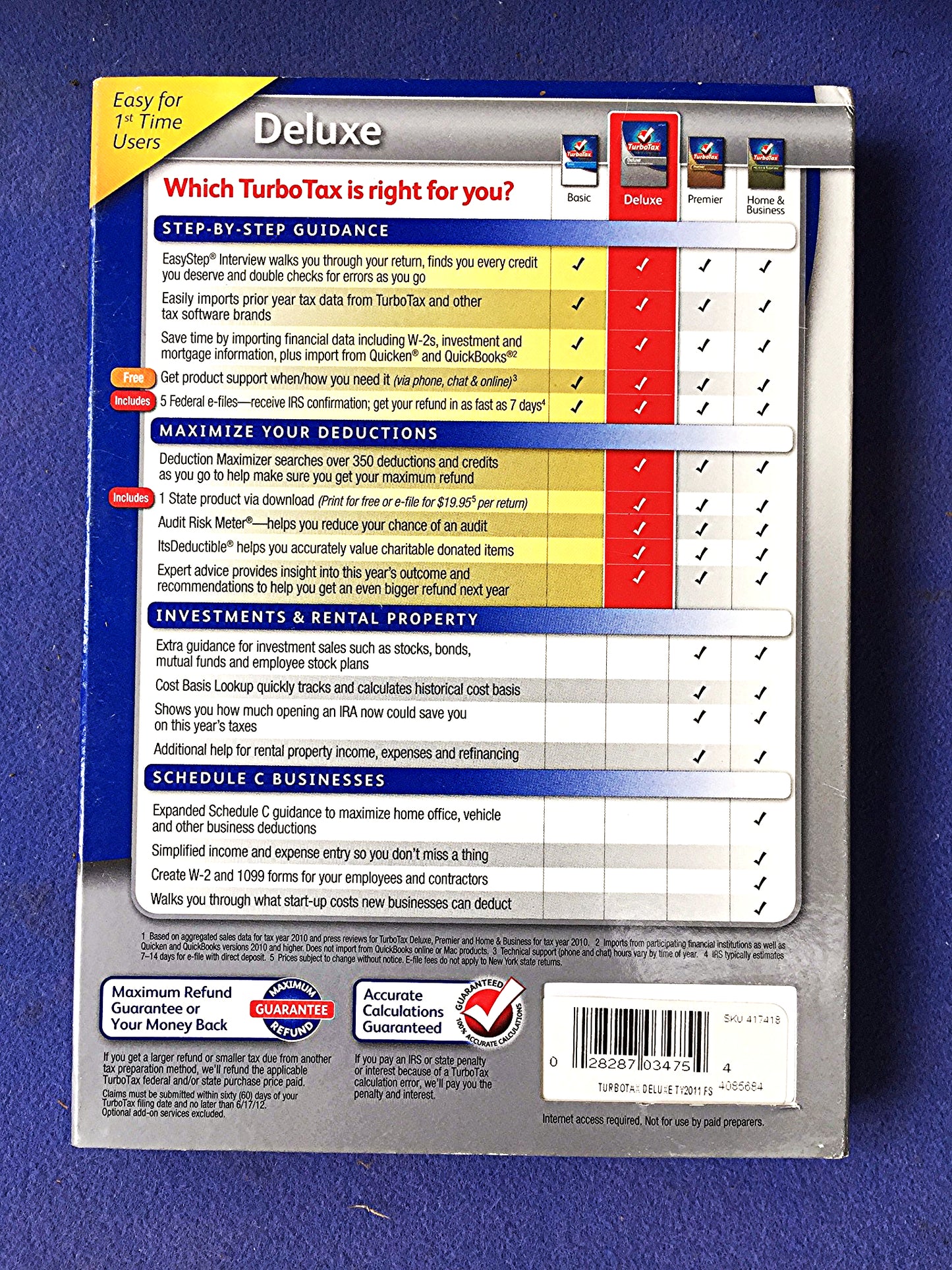 TURBOTAX DELUXE FEDERAL & STATE RETURNS 2011 FREE SHIPPING