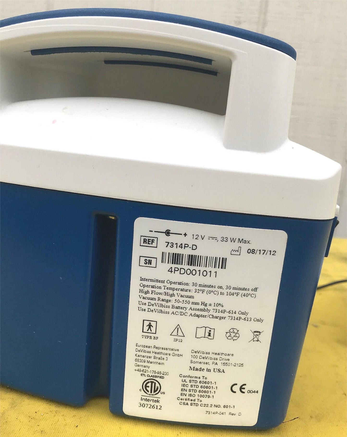 DEVILBISS VACU-AIDE® QSU QUIET SUCTION 7314PD PULMONARY PUMP WATCHVIDEO FREESHIP