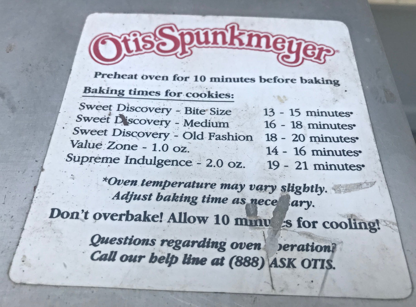 OTIS SPUNKMEYER COOKIE OVEN MODEL OS-1