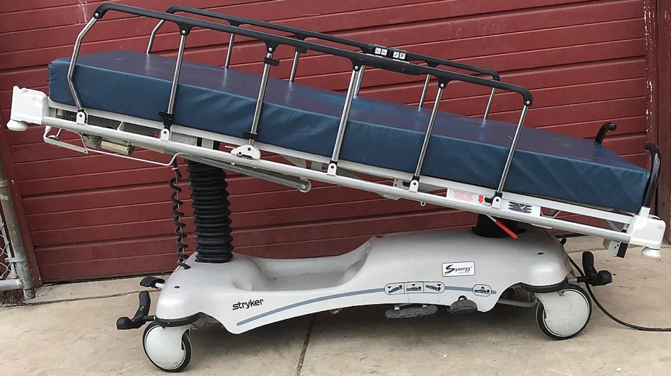 STRYKER 1550 ELECTRIC HOSPITAL EMERGENCY TRANSPORT GURNEY STRETCHER WATCH VIDEO