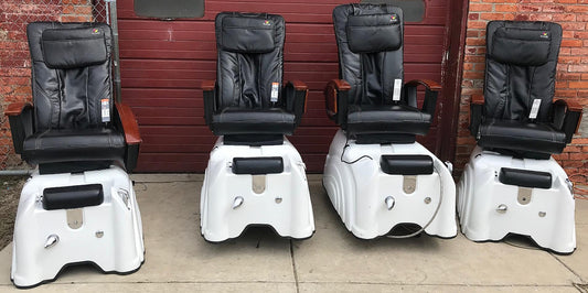 4 PEDICURE SPA STATION HYDRAULIC CHAIRS MASSAGE FOOT BEAUTY SALON SET WATCHVIDEO