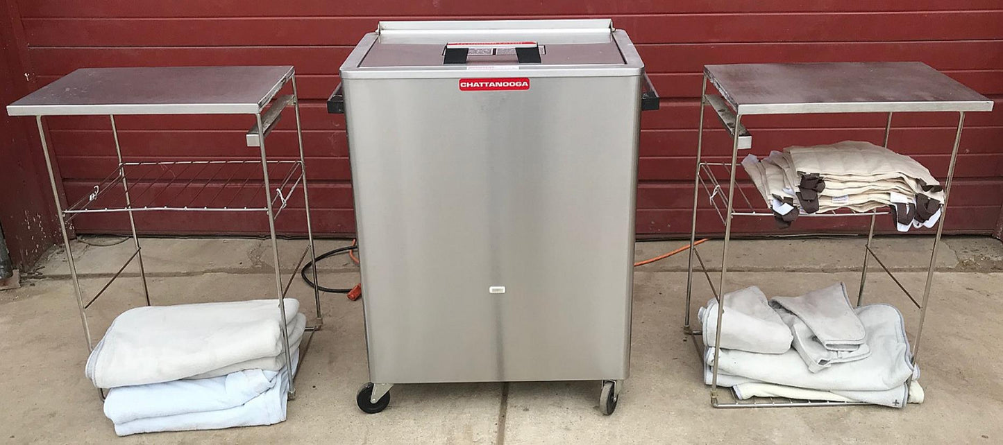 CHATTANOOGA HYDROCOLLATOR HOT PACK HEATER MODEL M2 Pac & 2 ORIGINAL SIDE TABLES