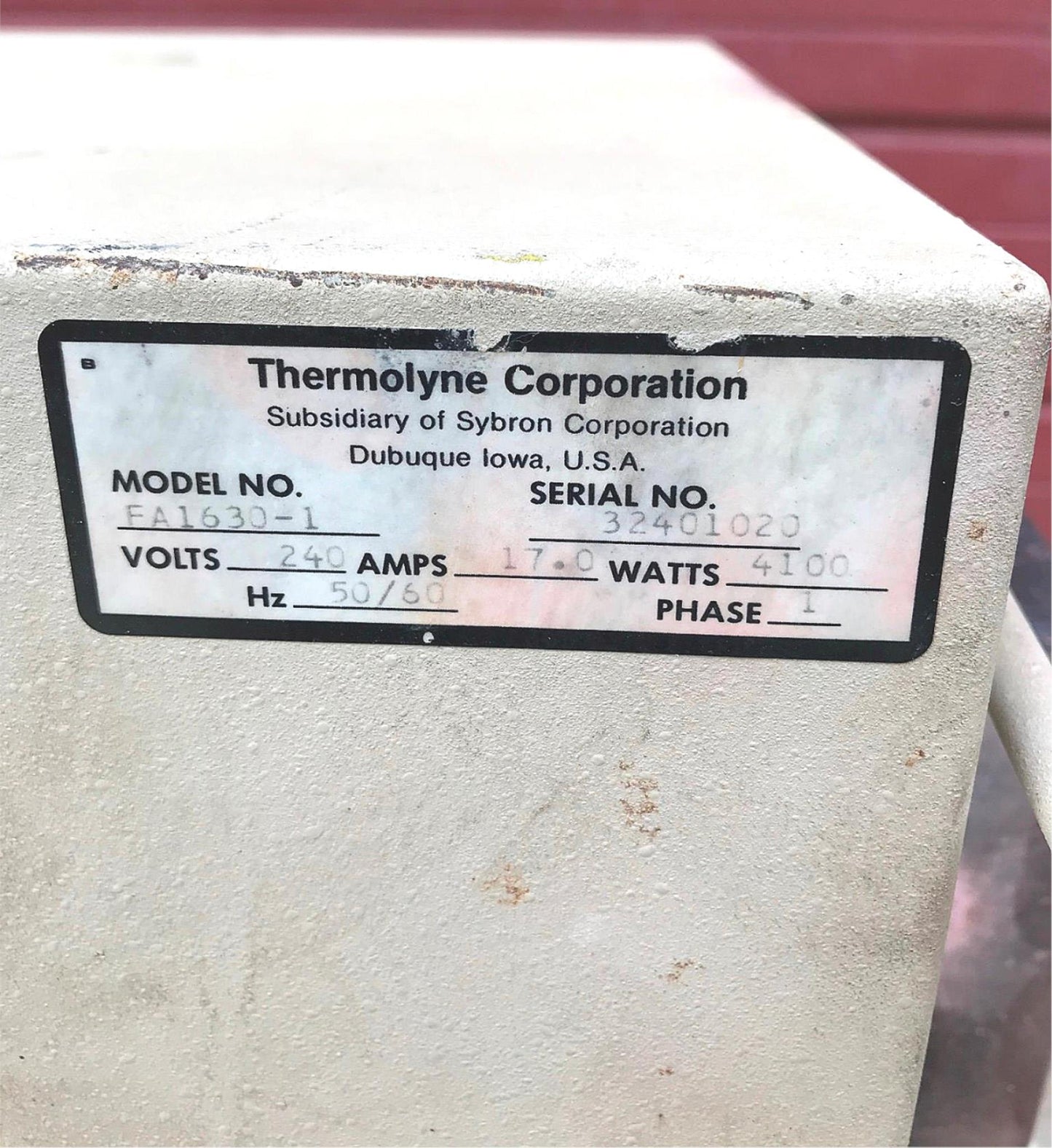 THERMOLYNE SYBRON FA1630-1 MUFFLE FURNACE 2000°F/1093°C WATCH VIDEO