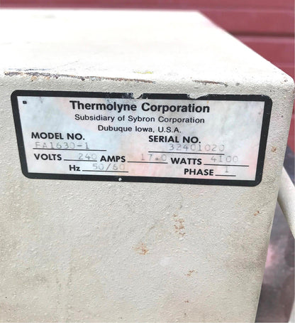 THERMOLYNE SYBRON FA1630-1 MUFFLE FURNACE 2000°F/1093°C WATCH VIDEO
