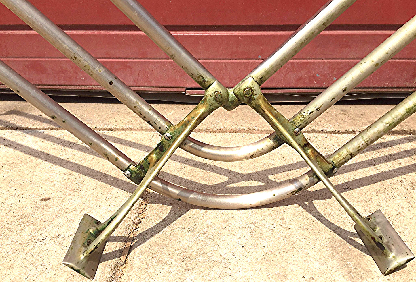 VINTAGE ART NOUVEAU BRASS St STEEL ISLAND INDUSTRIAL URBAN MODERN RACK FREESHIP