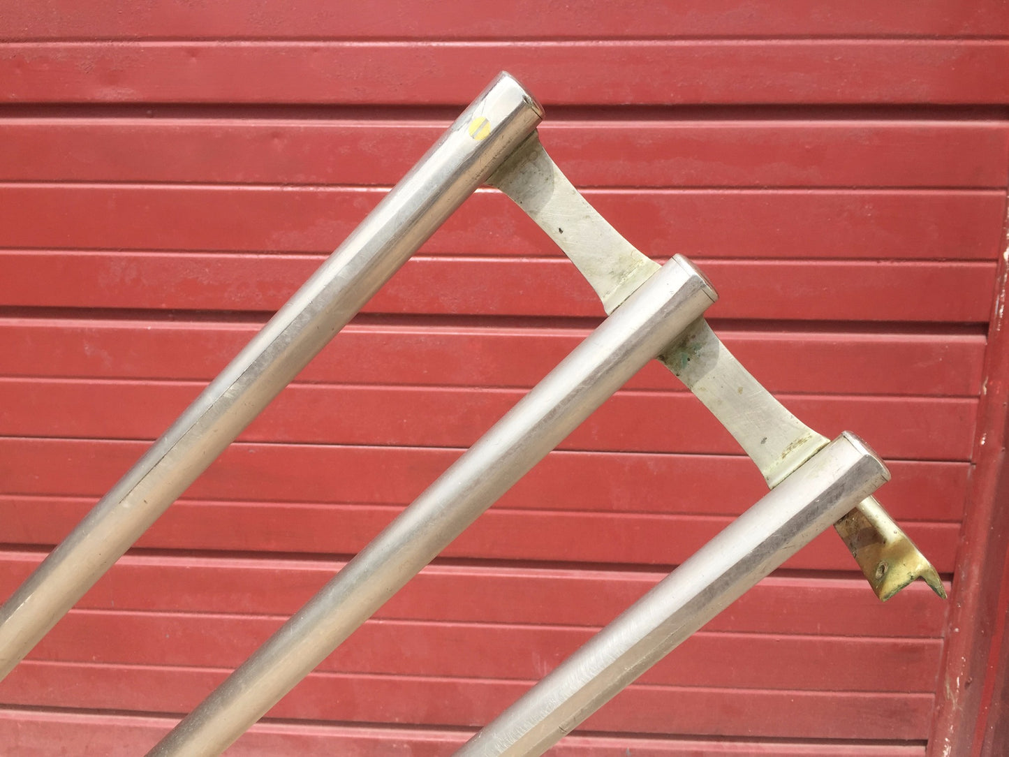 VINTAGE ART NOUVEAU BRASS St STEEL ISLAND INDUSTRIAL URBAN MODERN RACK FREESHIP