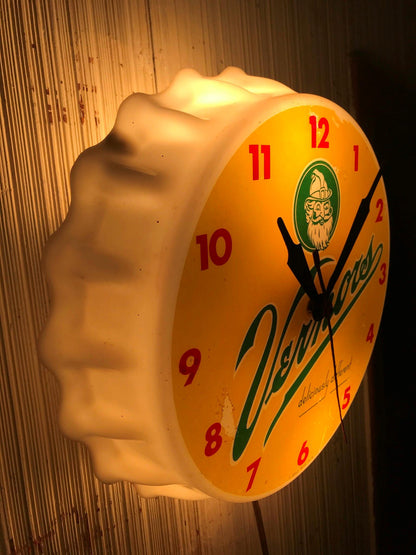 60s ORIGINAL VINTAGE VERNORS DETROIT GINGER ALE WALL CLOCK WATCH VIDEO FREE SHIP