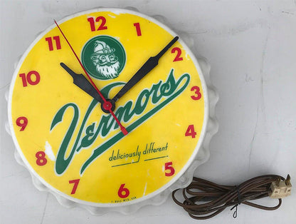 60s ORIGINAL VINTAGE VERNORS DETROIT GINGER ALE WALL CLOCK WATCH VIDEO FREE SHIP
