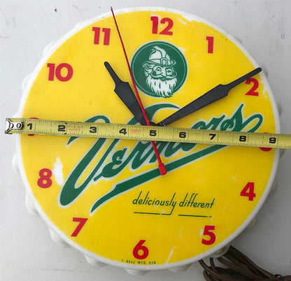 60s ORIGINAL VINTAGE VERNORS DETROIT GINGER ALE WALL CLOCK WATCH VIDEO FREE SHIP