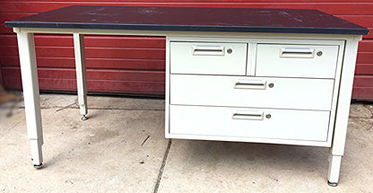 HAMILTON METAL BLACK PHENOLIC SLAB LAB TABLE 60 x 30 Plus KEY 4 DRAWERS FREESHIP
