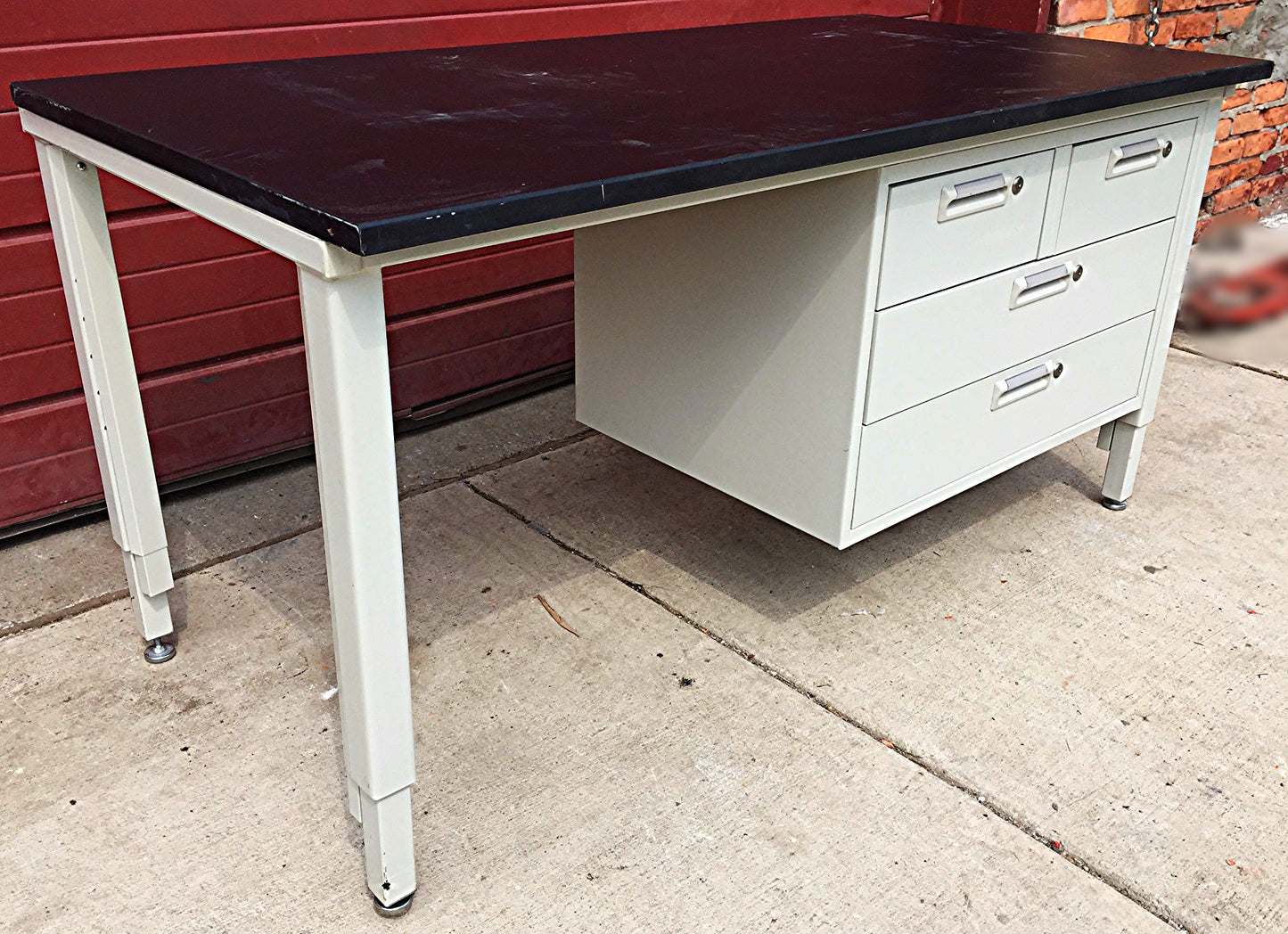 HAMILTON METAL BLACK PHENOLIC SLAB LAB TABLE 60 x 30 Plus KEY 4 DRAWERS FREESHIP