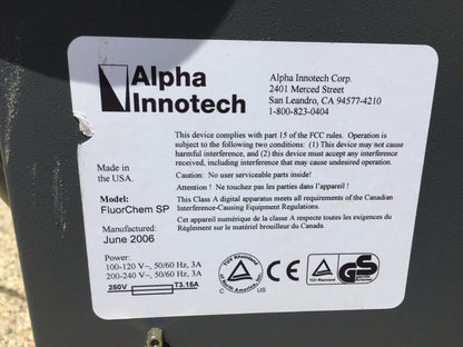 With SOFTWARE ALPHA INNOTECH FLUORCHEM SP IMAGING SYSTEM ELECTROPHORESIS FREESHI