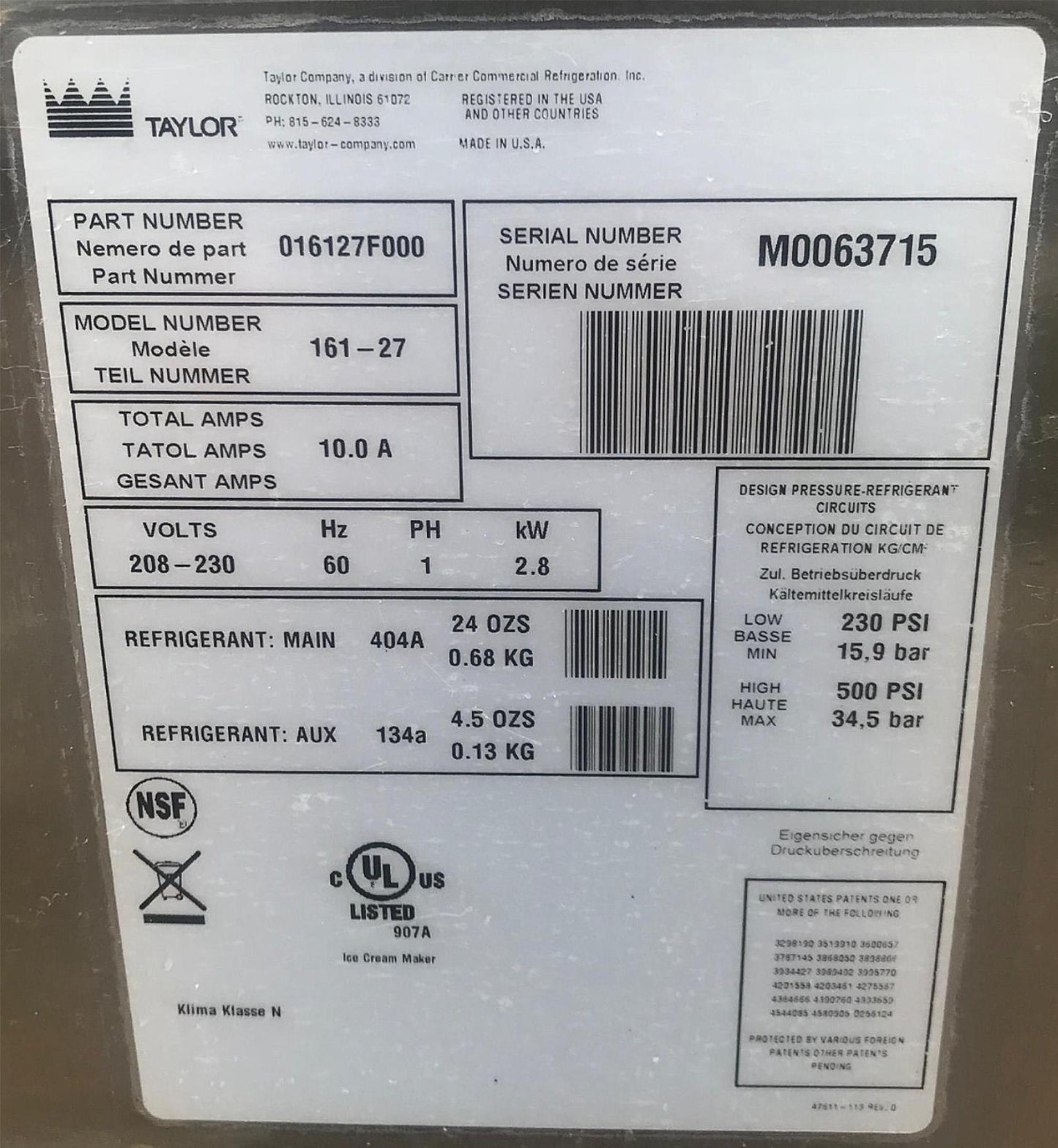 COUNTER TOP AIR COLLED TAYLOR 161 COMPACT SOFT SERVE TWIN TWIST FREEZER FREESHIP