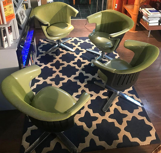 4 CONTEMPORARY MODERN STEELCASE i2i GREEN VINYL ERGONOMIC SWIVEL OFFICE ARMCHAIR