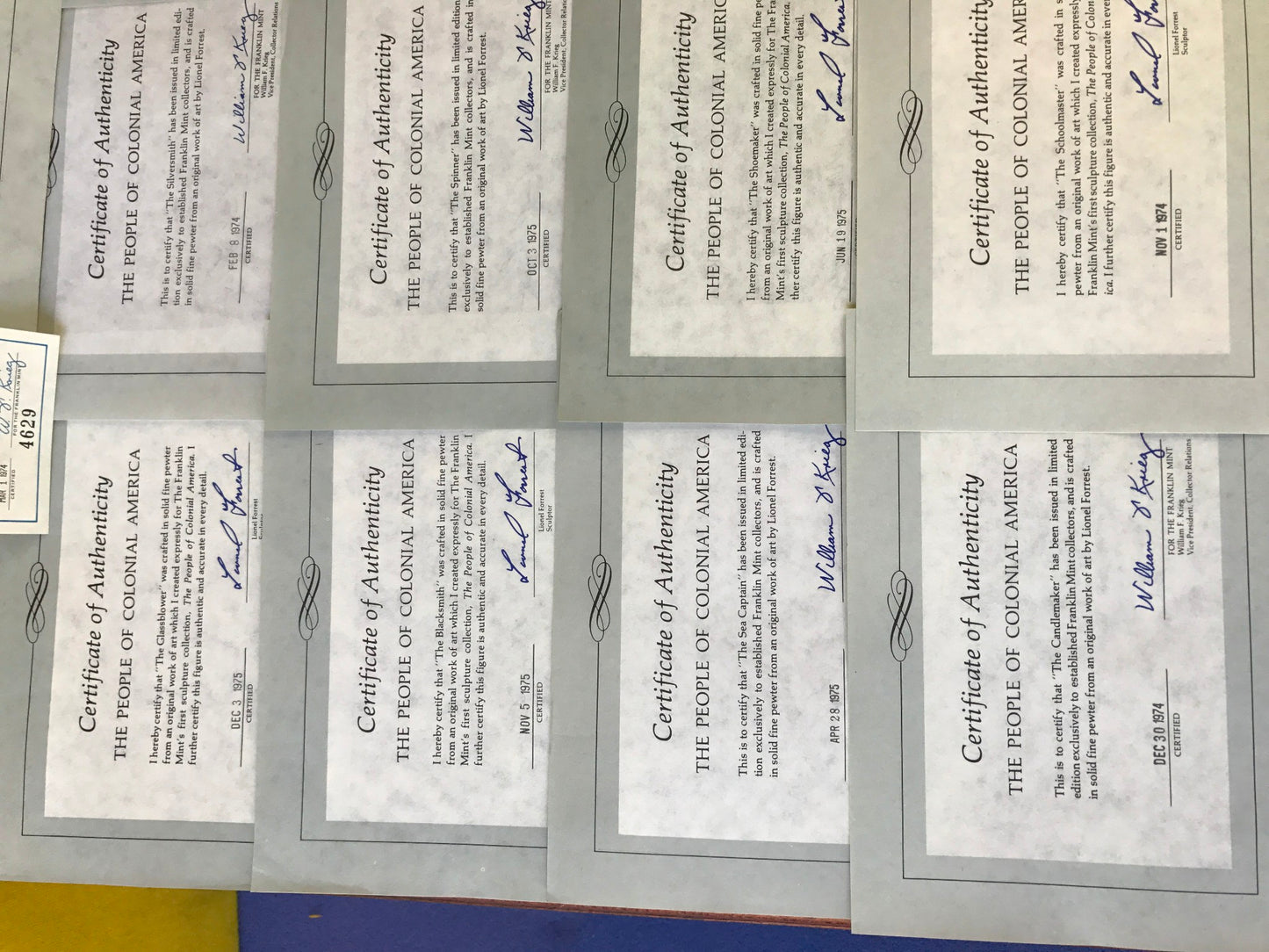 COLLECTION PEOPLE COLONIAL AMERICA FRANKLIN MINT LIONEL FORREST PEWTER FREESHIP