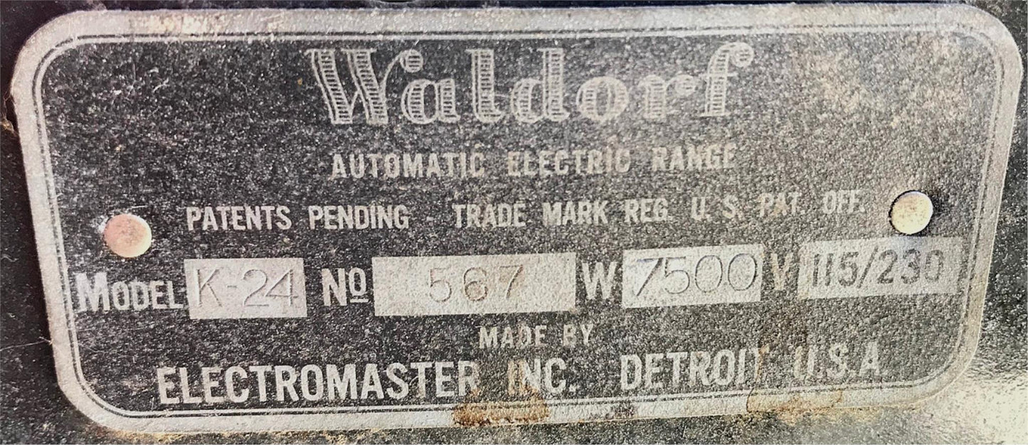 VINTAGE WALDORF K-24 ELECTROCHEF AUTO ELECTRIC RANGE 100% WORKING FREE SHIP