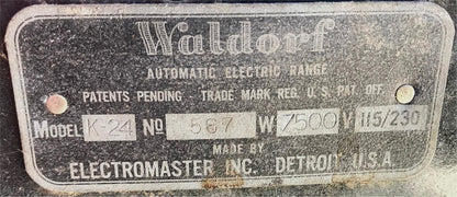 VINTAGE WALDORF K-24 ELECTROCHEF AUTO ELECTRIC RANGE 100% WORKING FREE SHIP