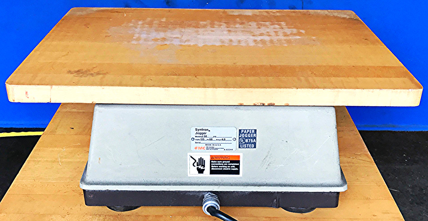 FMC SYNTRON J-50-B Benchtop FLAT PAPER JOGGER 22" Platform WATCH VIDEO FREESHIP