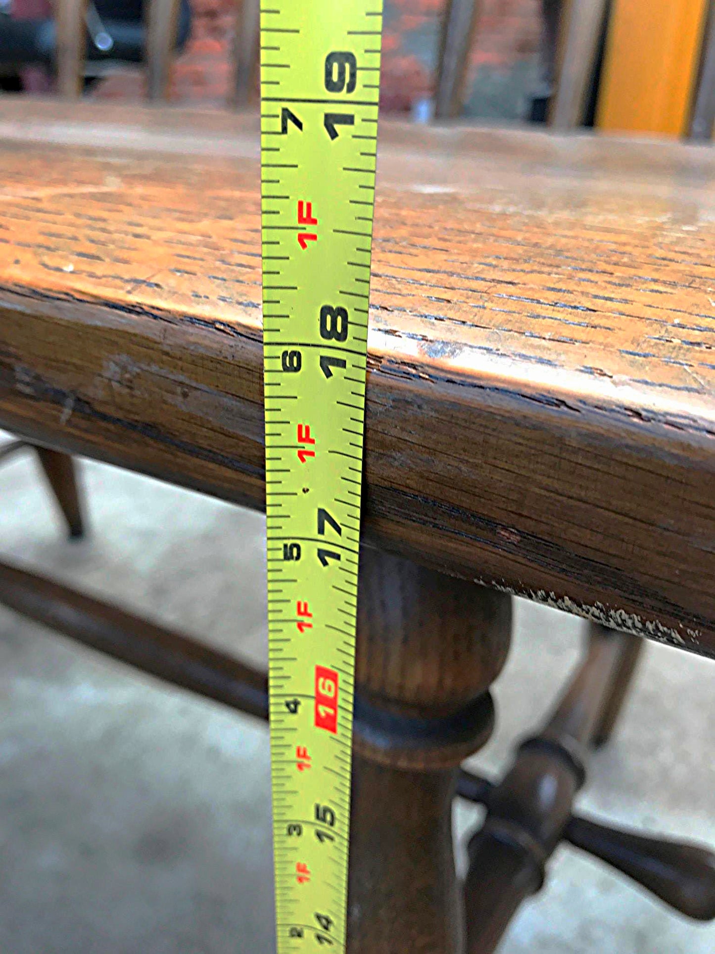 1928 1938 MARBLE & SHATTUCK Co. ANTIQUE OAK WINDSOR BENCH 6'ft x 38h FREE SHIP