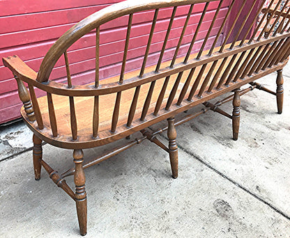 1928 1938 MARBLE & SHATTUCK Co. ANTIQUE OAK WINDSOR BENCH 6'ft x 38h FREE SHIP