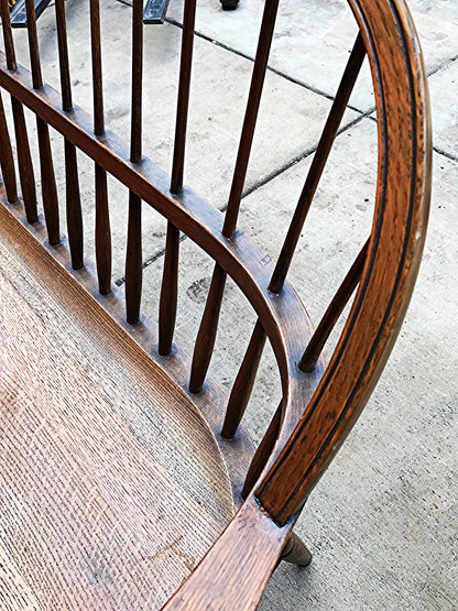 1928 1938 MARBLE & SHATTUCK Co. ANTIQUE OAK WINDSOR BENCH 6'ft x 38h FREE SHIP