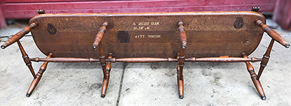 1928 1938 MARBLE & SHATTUCK Co. ANTIQUE OAK WINDSOR BENCH 6'ft x 38h FREE SHIP