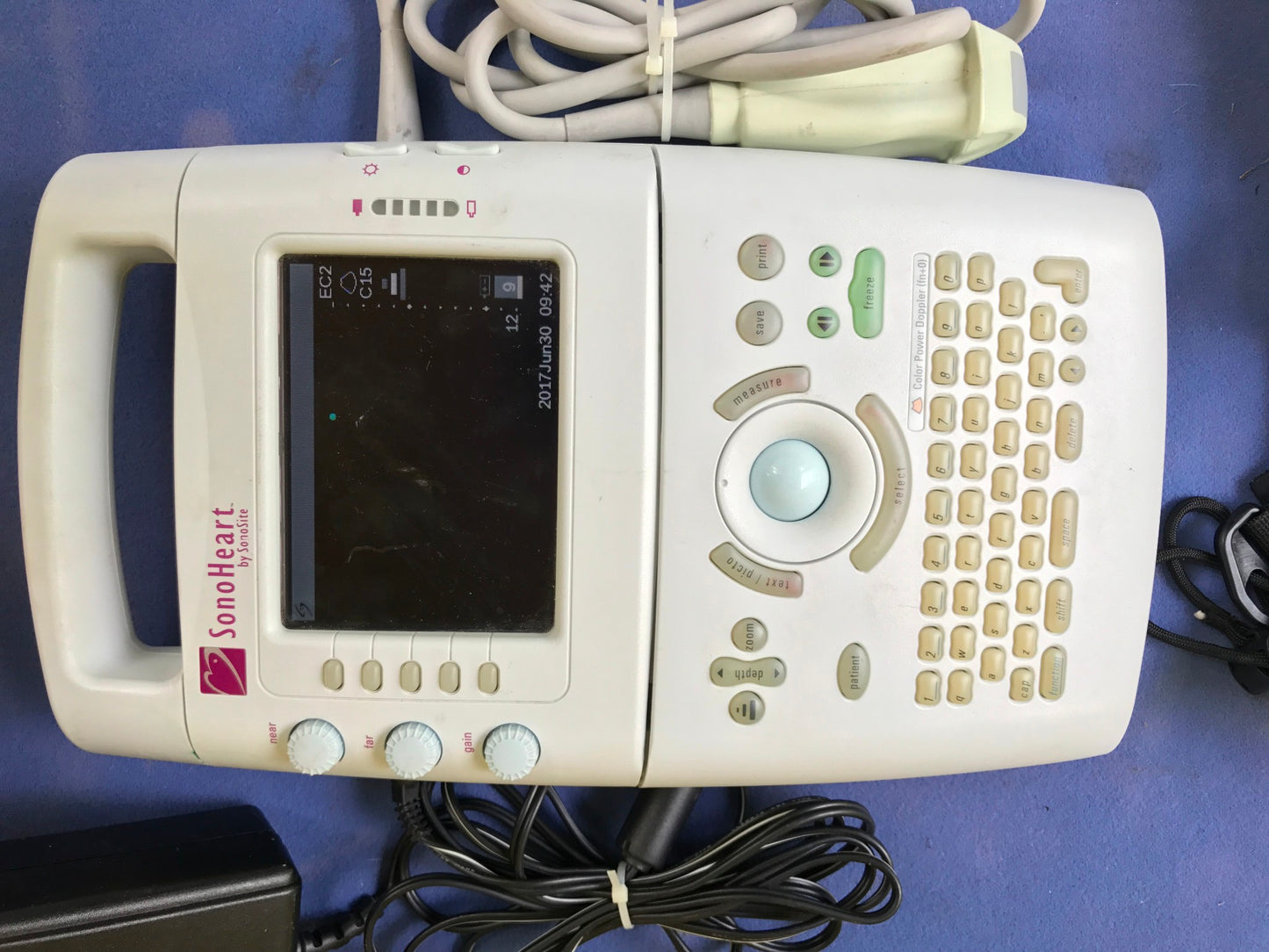 SONOVISION SONOHEART C15/4-2MHZ TRANSDUCER HAND ELECTROCARDIOGRAPHY WATCH VIDEO