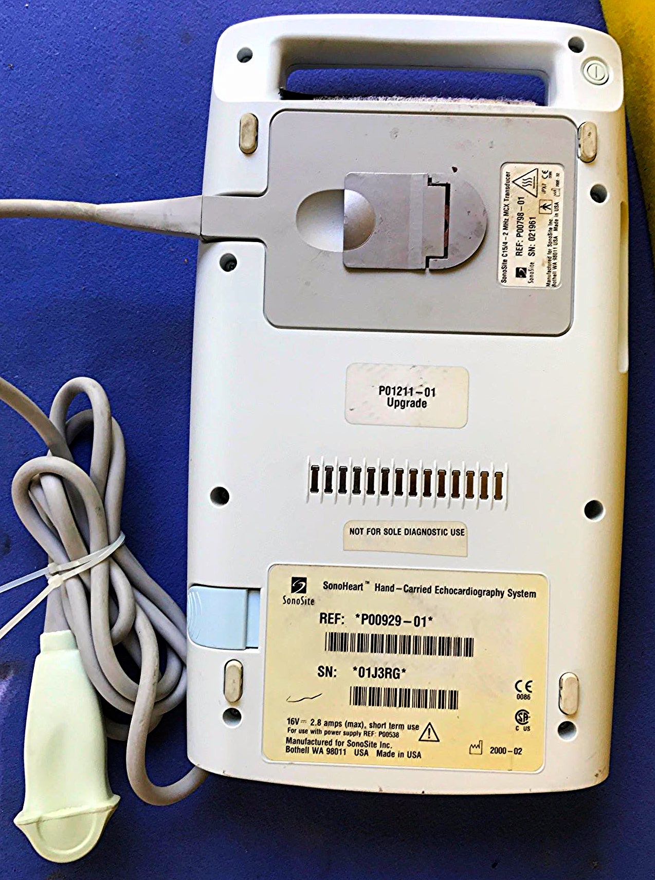 SONOVISION SONOHEART C15/4-2MHZ TRANSDUCER HAND ELECTROCARDIOGRAPHY WATCH VIDEO