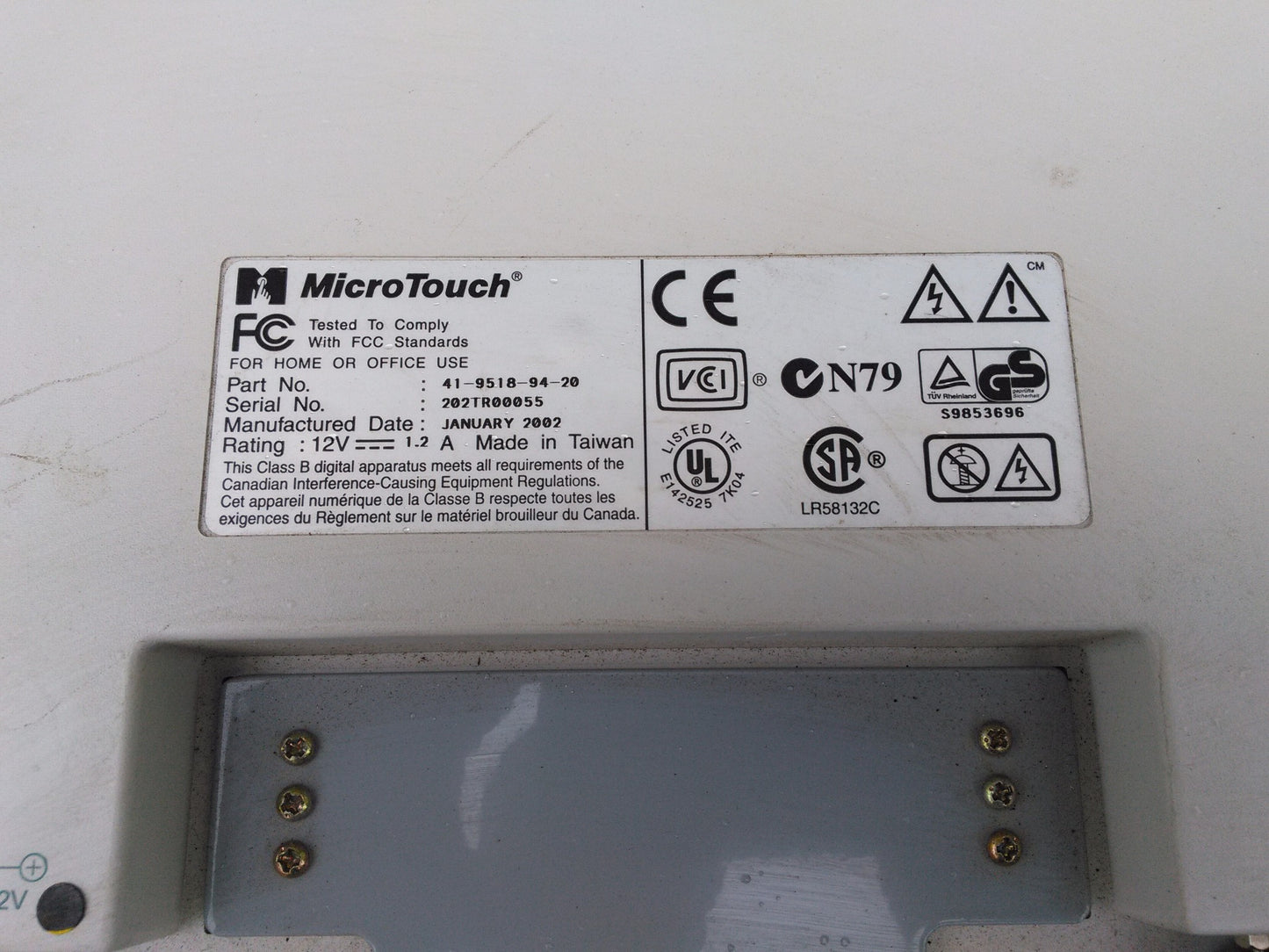 3M MICROTOUCH 41-9518-94-20 TFT LCD FLAT PANEL TOUCH SCREEN DISPLAY