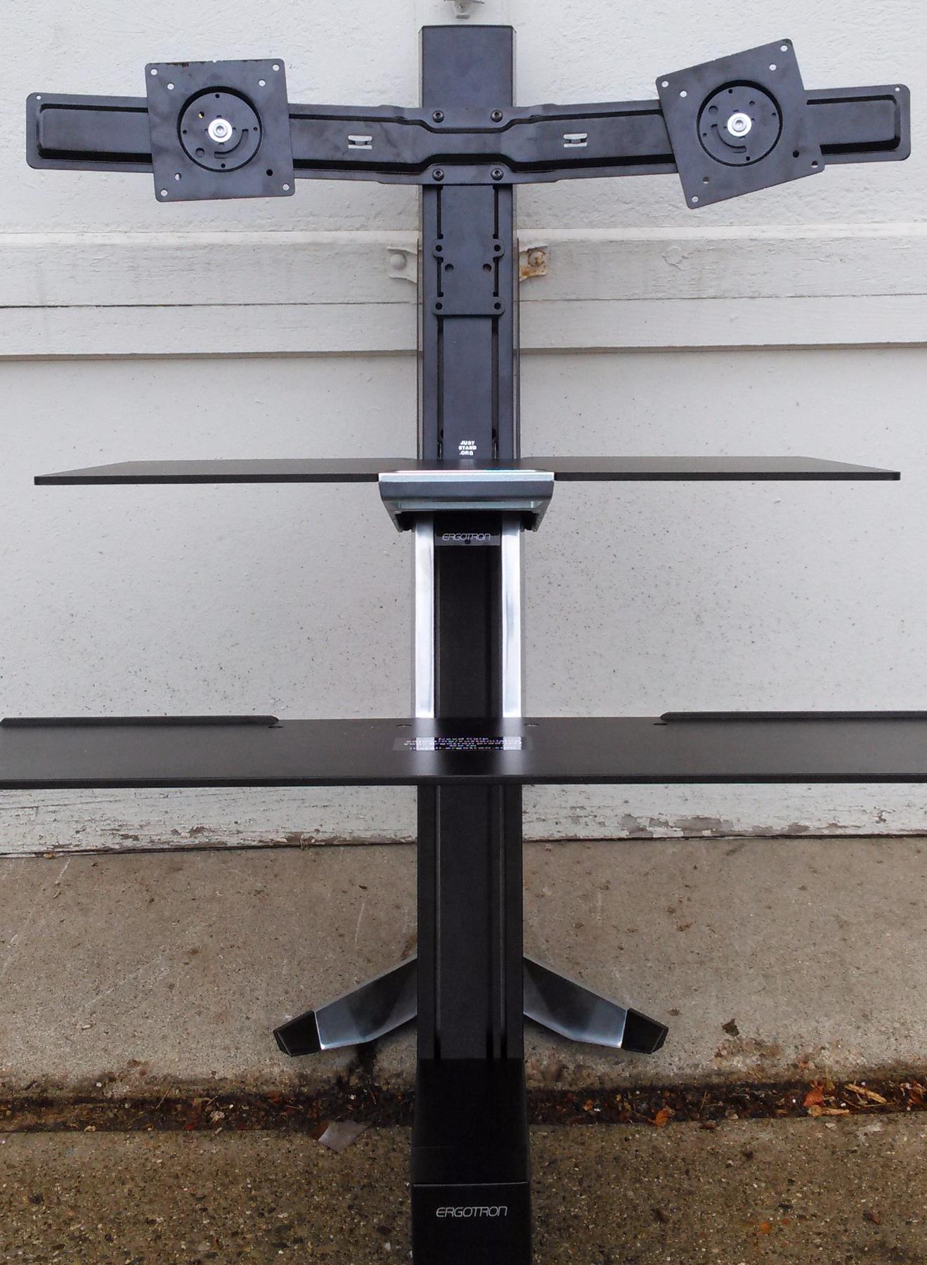 Ergotron 33-349-200 WorkFit-A  Dual Worksurface+ / 2LCD Displays keyboard mouse