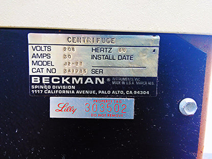 BECKMAN FLOOR REFRIGERATED CENTRIFUGE J2-21 with Rotor PERFECT 3MONTH WARANTY