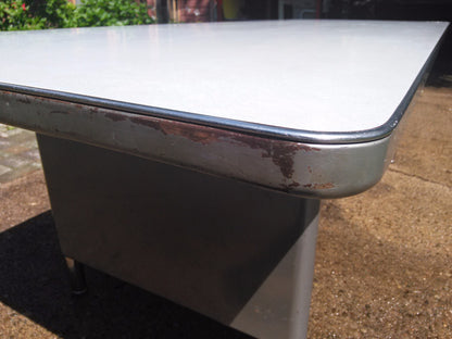 STEELCASE TANKER FORMICA TOP VINTAGE METAL MEETING TABLE 8feet w x 38"inch d