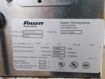 FOLLETT SYMPHONY MODEL 25CT400A NUGGET ICE AND WATER DISPENSER for parts