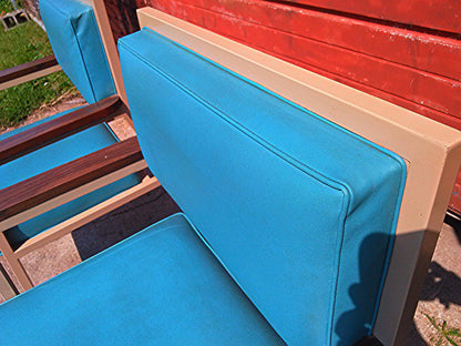 PAIR OF VINTAGE Retro 1960's TURQUOISE STEELCASE CHAIR MID CENTURY WOOD ARMCHAIR