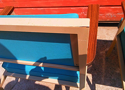 PAIR OF VINTAGE Retro 1960's TURQUOISE STEELCASE CHAIR MID CENTURY WOOD ARMCHAIR