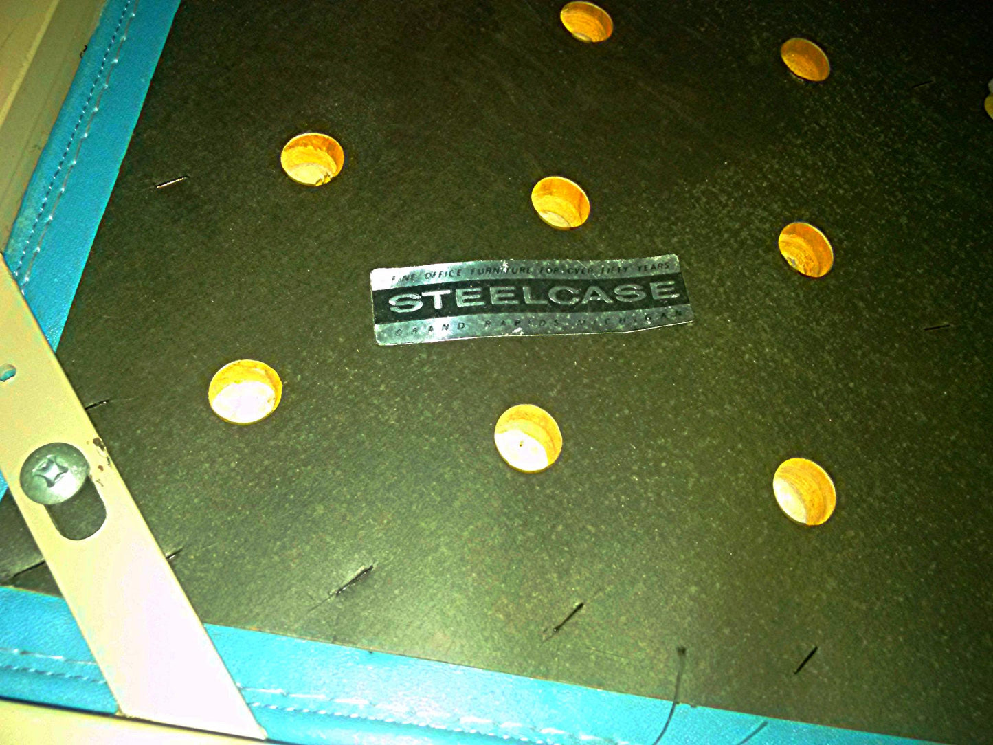 PAIR OF VINTAGE Retro 1960's TURQUOISE STEELCASE CHAIR MID CENTURY WOOD ARMCHAIR