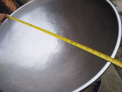 VINTAGE COMMERCIAL KITCHEN STAINLESS STEEL SALAD BOWL & DOLLY 30"w x 12"d x 36h