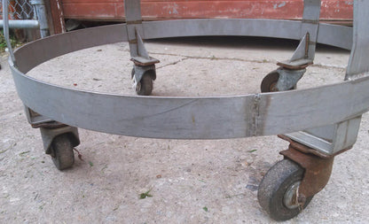 VINTAGE COMMERCIAL KITCHEN STAINLESS STEEL SALAD BOWL & DOLLY 30"w x 12"d x 36h