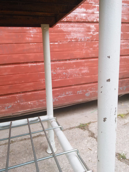 VINTAGE COMMERCIAL KITCHEN HEAVY GAUGE STEEL PREP TABLE & GRID 30w x 33d x 35 h