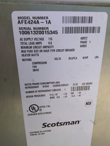 SCOTSMAN MODEL AFE4241-1A Self Contained AIR COOLED FLAKE ICE MACHINE