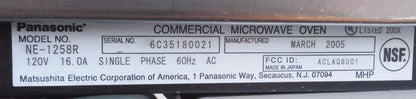 PANASONIC NE-1258R COMMERCIAL MICROWAVE 1200 Watts 60 Programmable Memory Pads