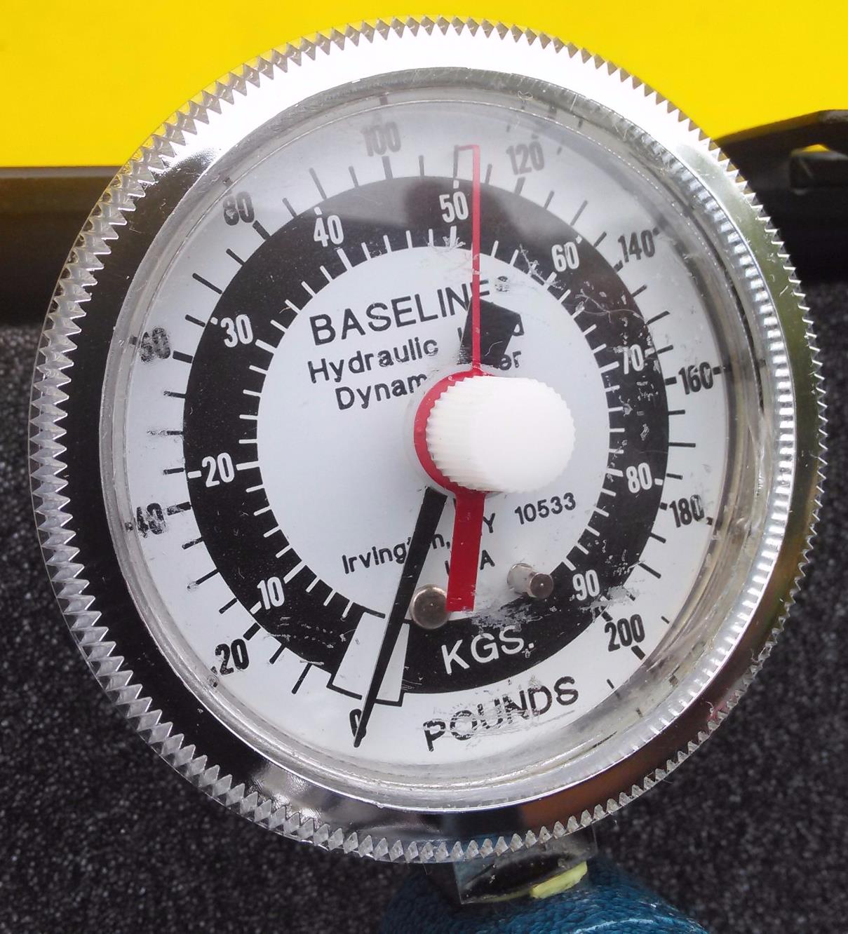 BASELINE HYDRAULIC HAND DYNAMOMETER 200lb GRIP STRENGTH TEST TOOL w CASE