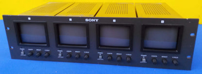 SONY PVM-4B1U Quad 4" BLACK WHITE Analog LCD Monitor Panel Rack Works Perfectly!