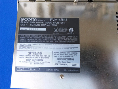 SONY PVM-4B1U Quad 4" BLACK WHITE Analog LCD Monitor Panel Rack Works Perfectly!