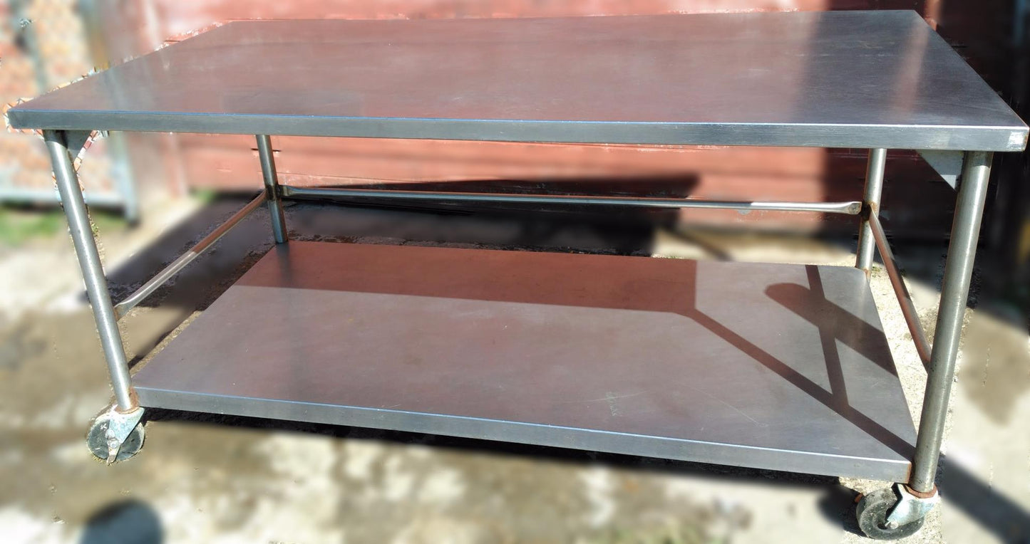 STAINLESS STEEL CART PREP TABLE WHEELS Under TRAY 72wx36dx35h LAB KITCHEN VET